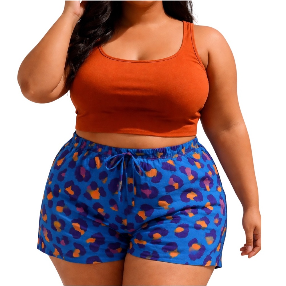 Proud Poppy Colorful Animal Print Drawstring Shorts Size 20 EUC